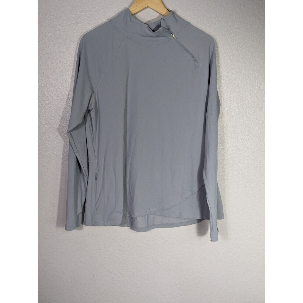 Coolibar Womens Quarter-Zip UPF 50+ Top XL Long Sleeve Gray Sun Protective N67